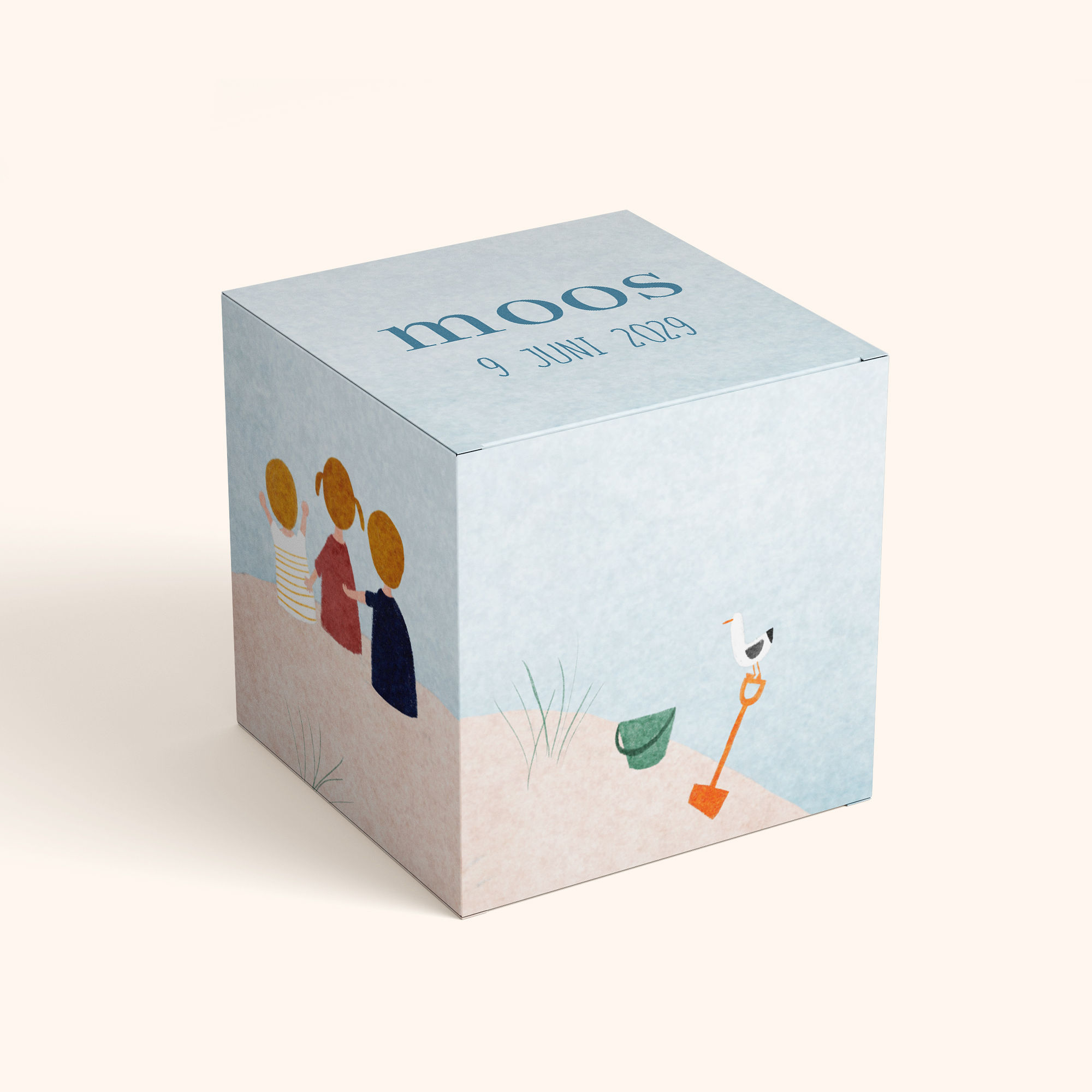 Doopsuikerdoosje strand duinen gezin