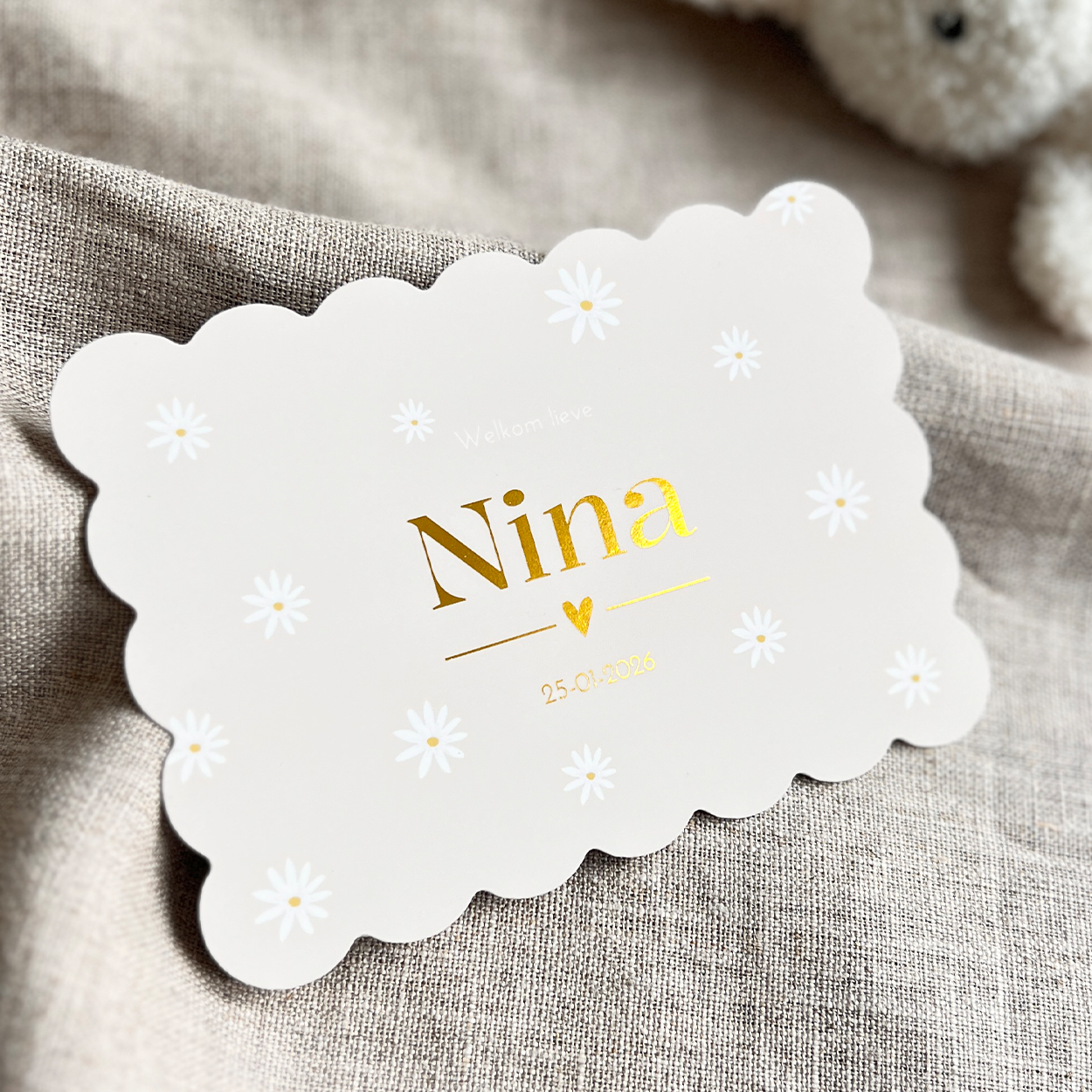 Geboortekaartje Meisje Koekvorm Madeliefjes