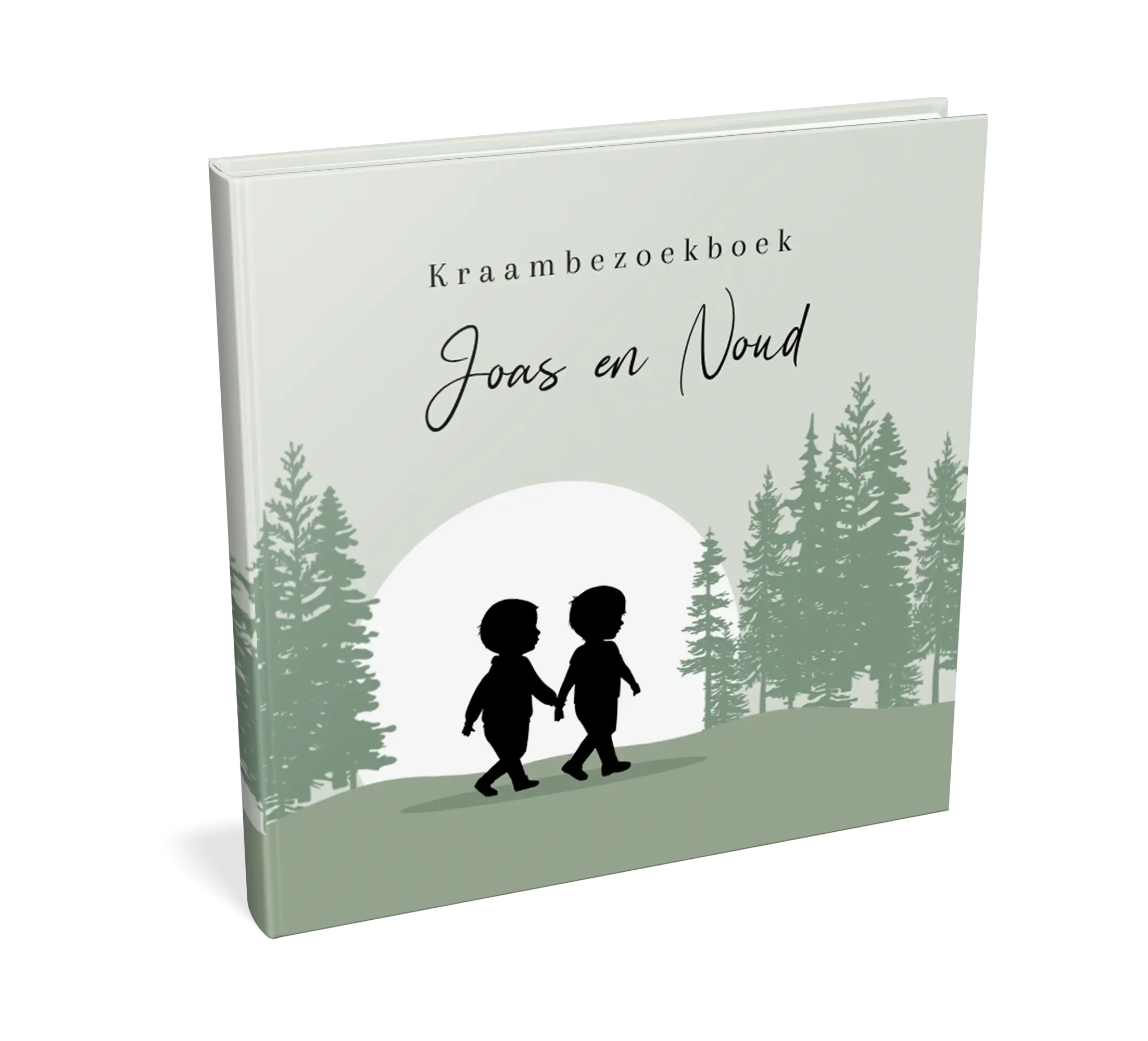 Tweeling kraambezoekboek in groen landschap - met blanco pagina's