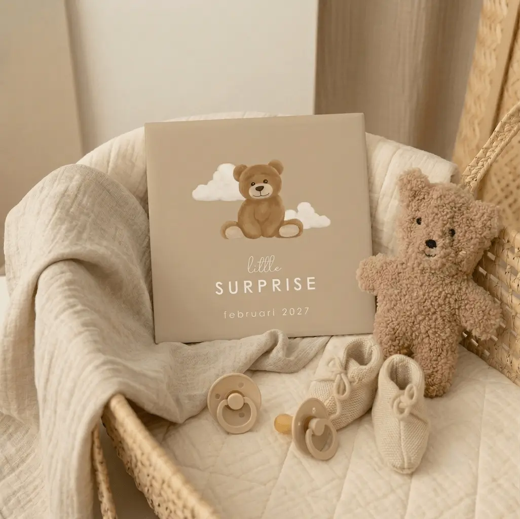 Zwangerschapsaankondiging tegeltje met lief teddybeertje