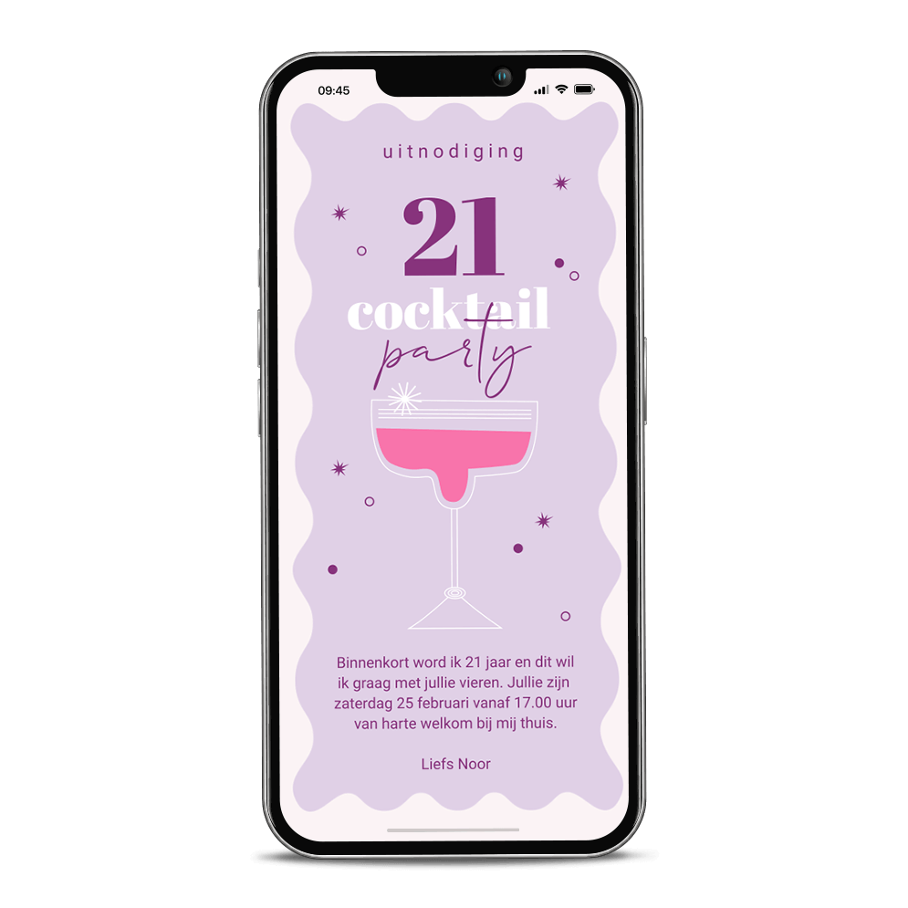 Digitale uitnodiging verjaardag 21 jaar cocktail party