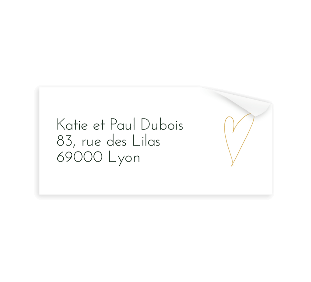 Étiquette d'adresse avec grand cœur - 12 pièces