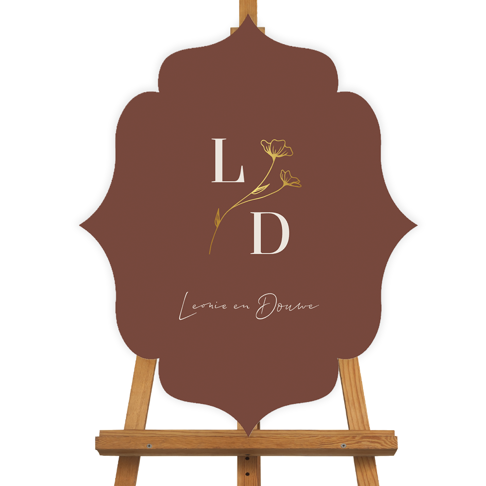 Welkomstbord bruiloft Fall in Love | Modern vintage trouwlogo