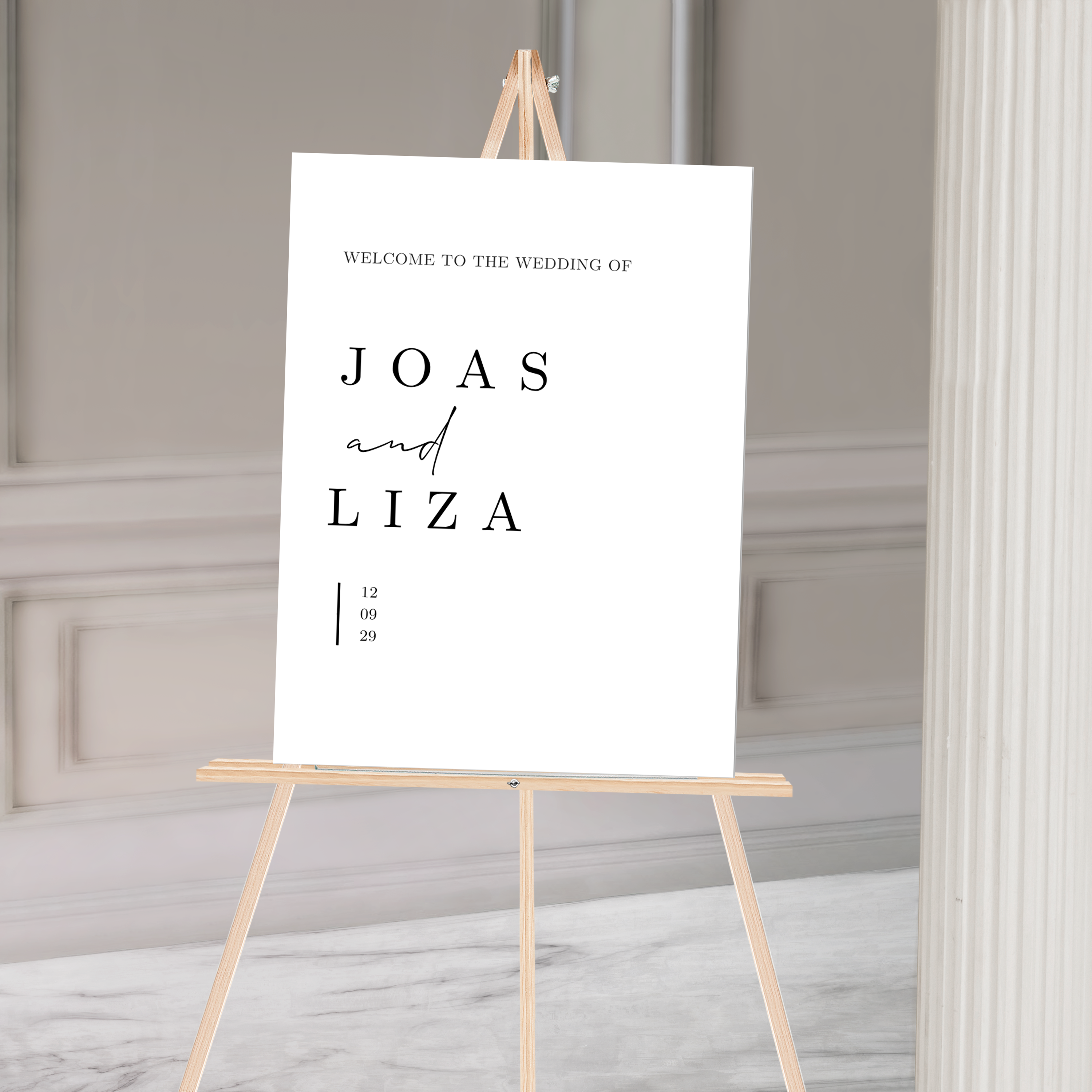 Welkomstbord minimalistisch voor bruiloft om de gasten welkom te heten