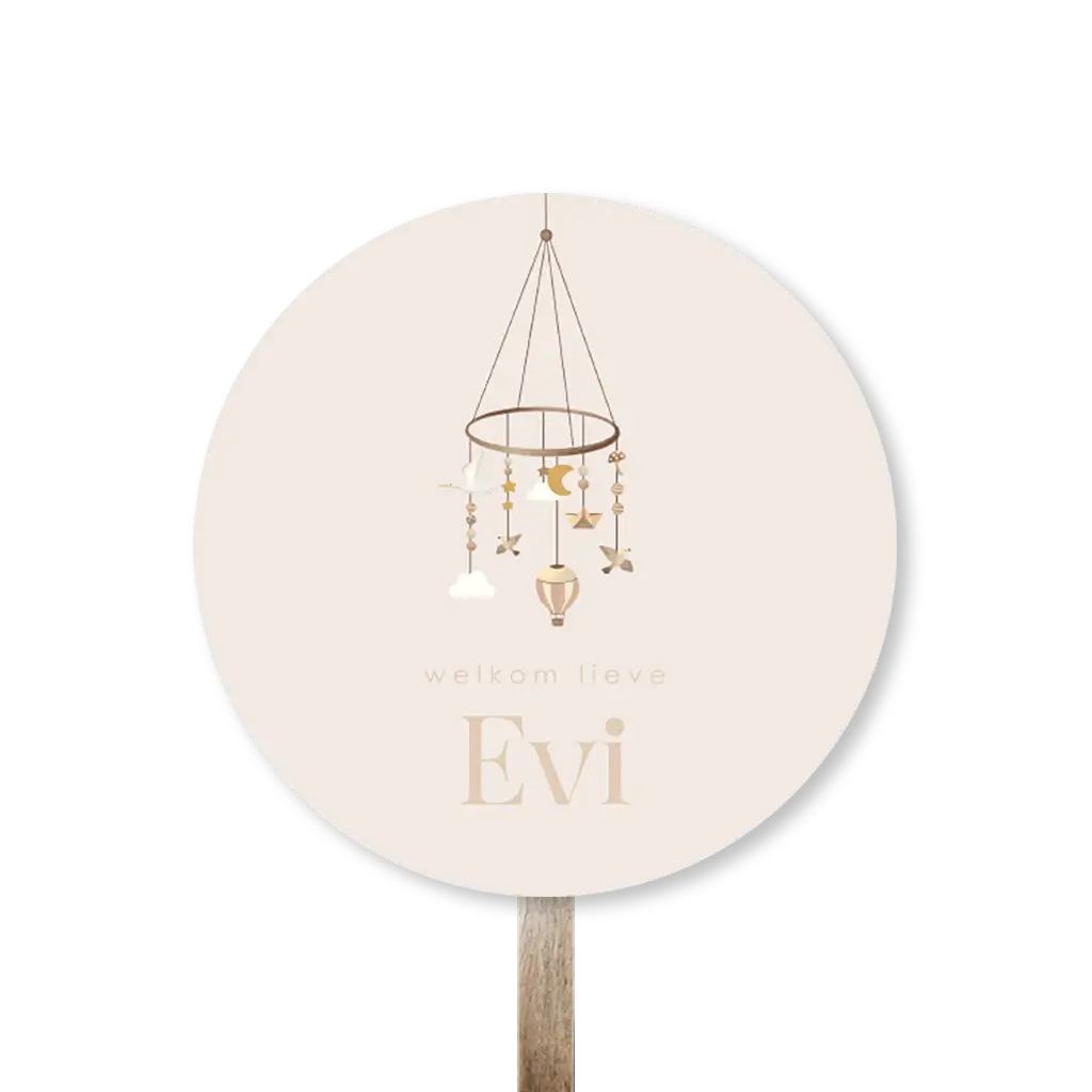 Lief rond tuinbord met illustratie van mobiel