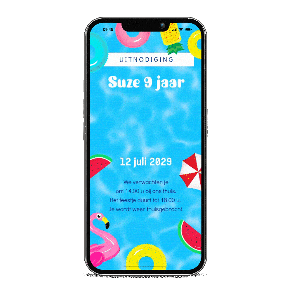 Digitale geanimeerde uitnodiging voor een zwemfeestje