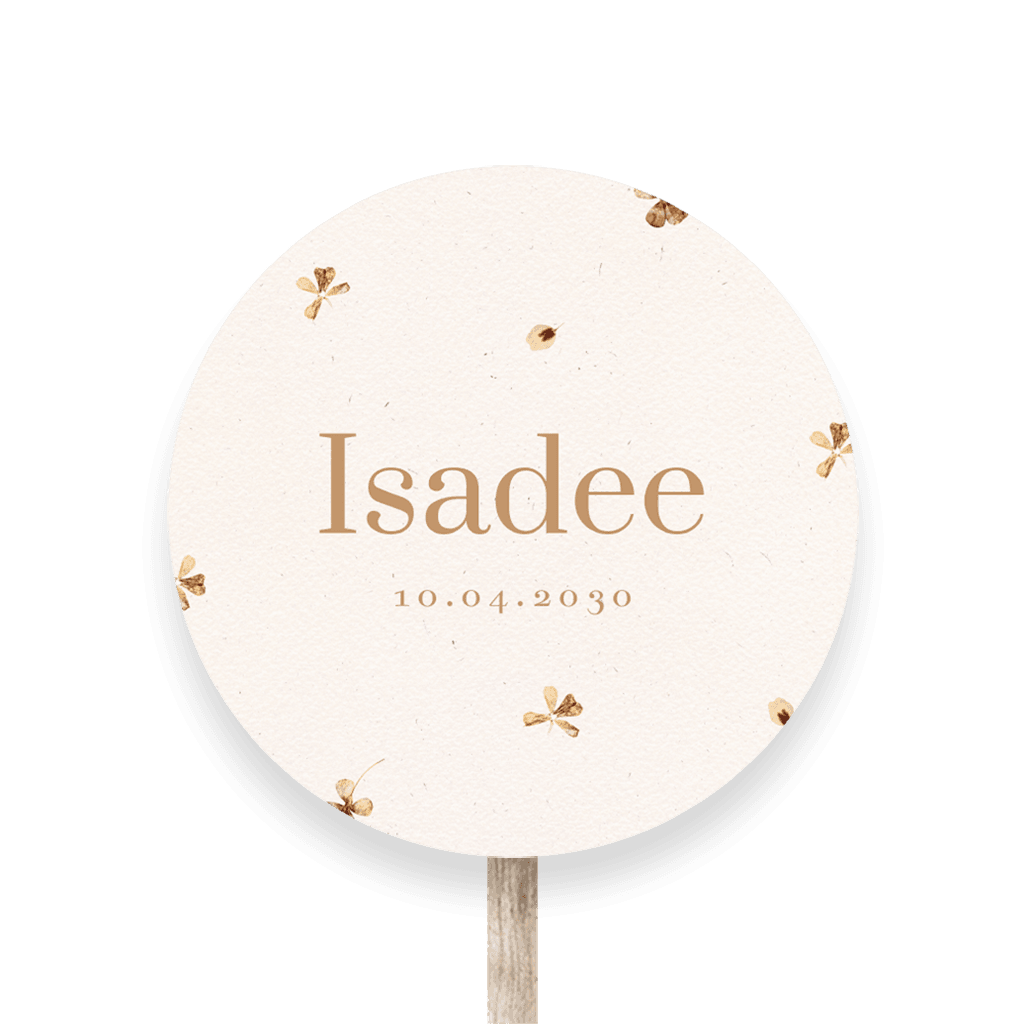 Geboortebord tuin meisje met droogbloemen