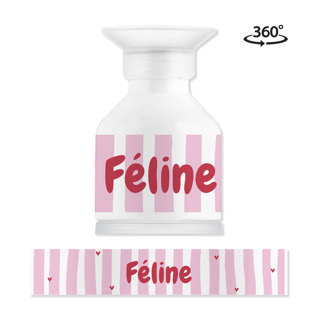 Dopper met roze streepjespatroon en naam