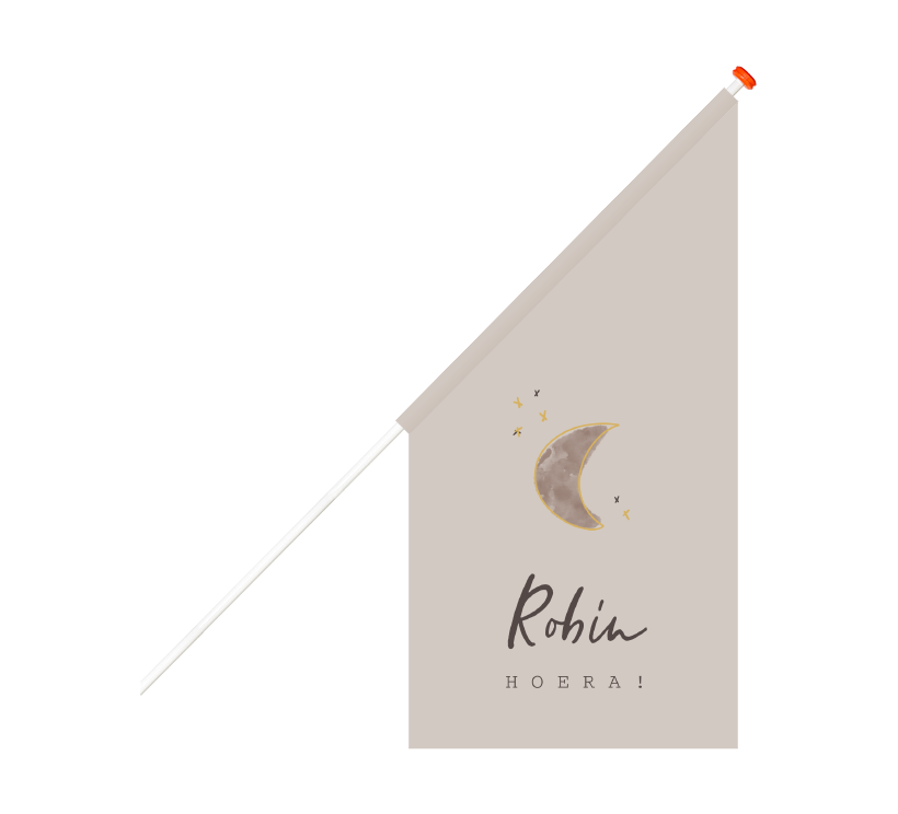 Geboortevlag beige met watercolour maantje en sterren