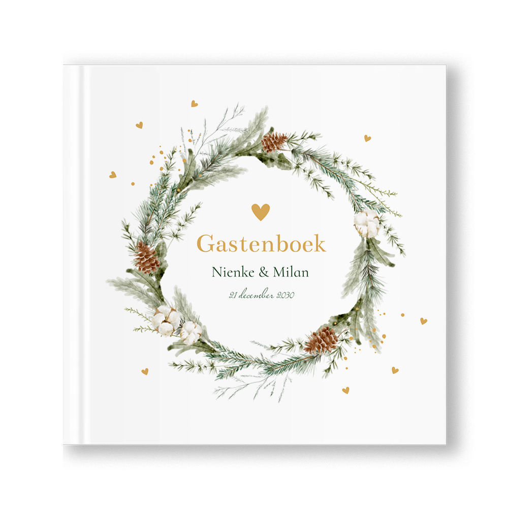Gastenboek huwelijk wit kerstkrans