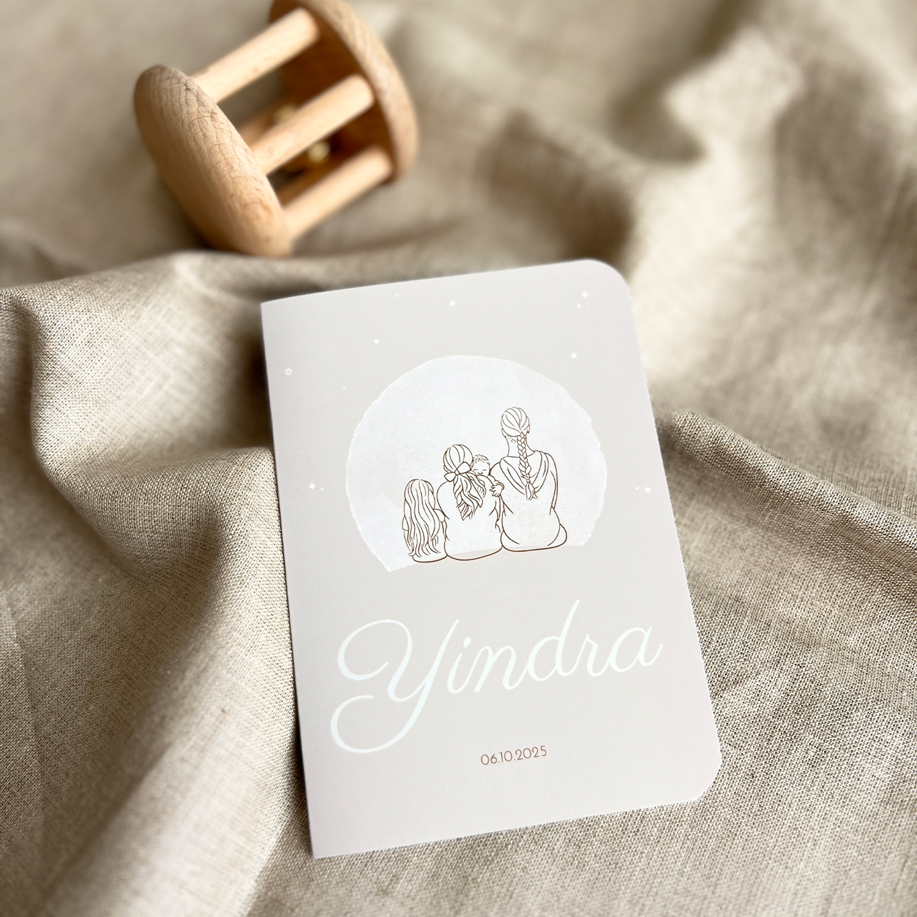 Geboortekaartje Jongen Maan Lijntekening Broertjes Zusjes