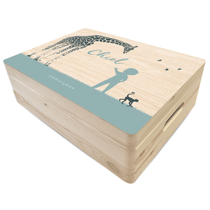 Geboorte memory box met silhouet jongen en giraffe