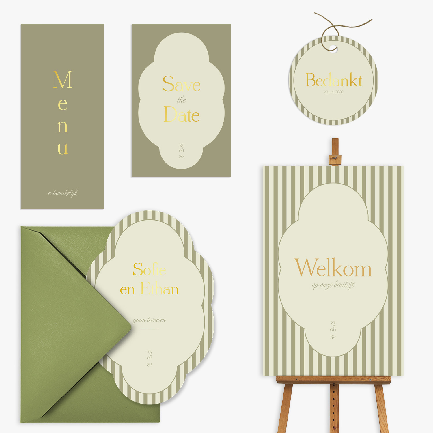 doorlink trouwkaarten set shimmer en stripes