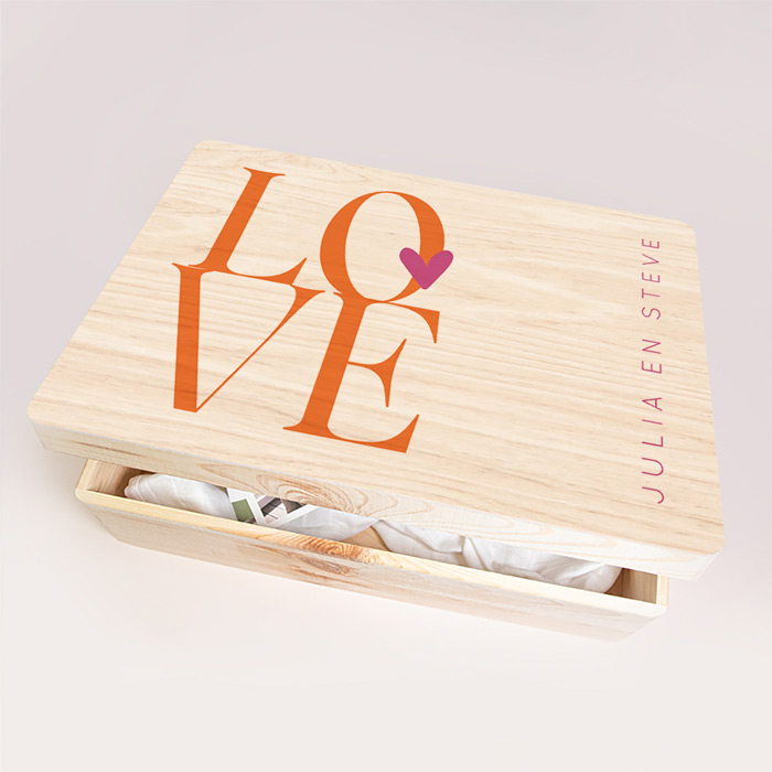 Bruiloft memorybox in colourblocking kleuren