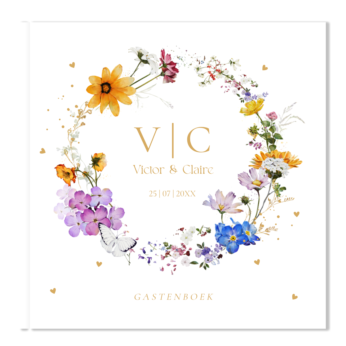 Gastenboek bloemenkrans sweet memories huwelijk