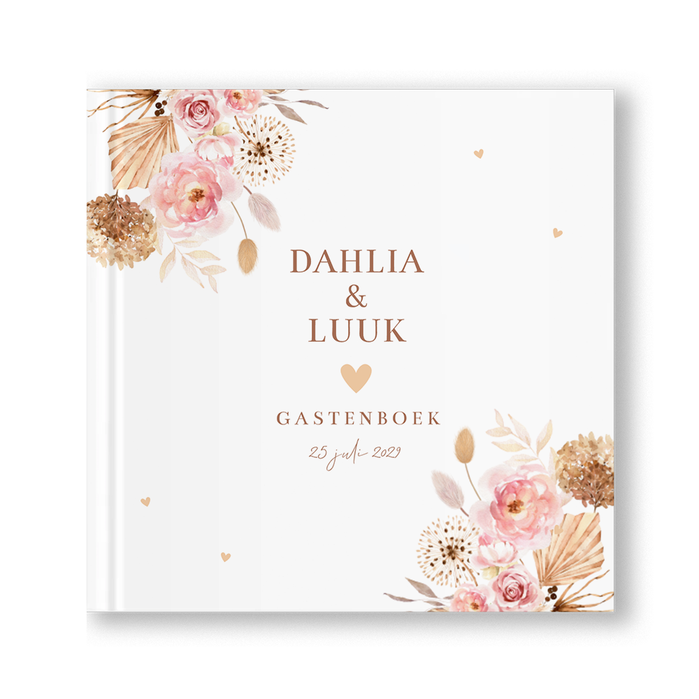 Gastenboek huwelijk bohemian bloemen