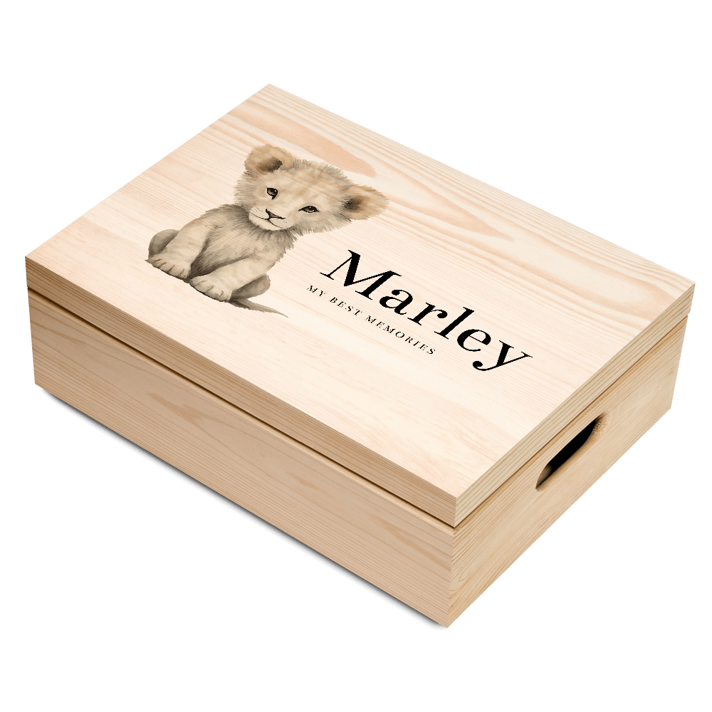 Memory box geboorte met schattig leeuwtje
