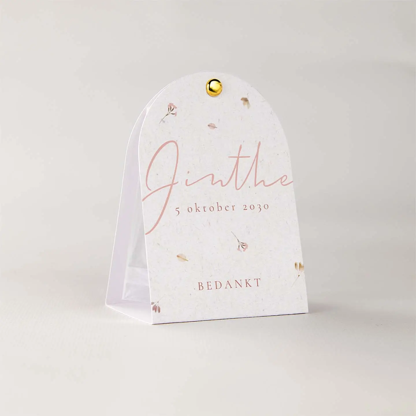 Lief doopsuiker snoepzakje eco-look en droogbloemen