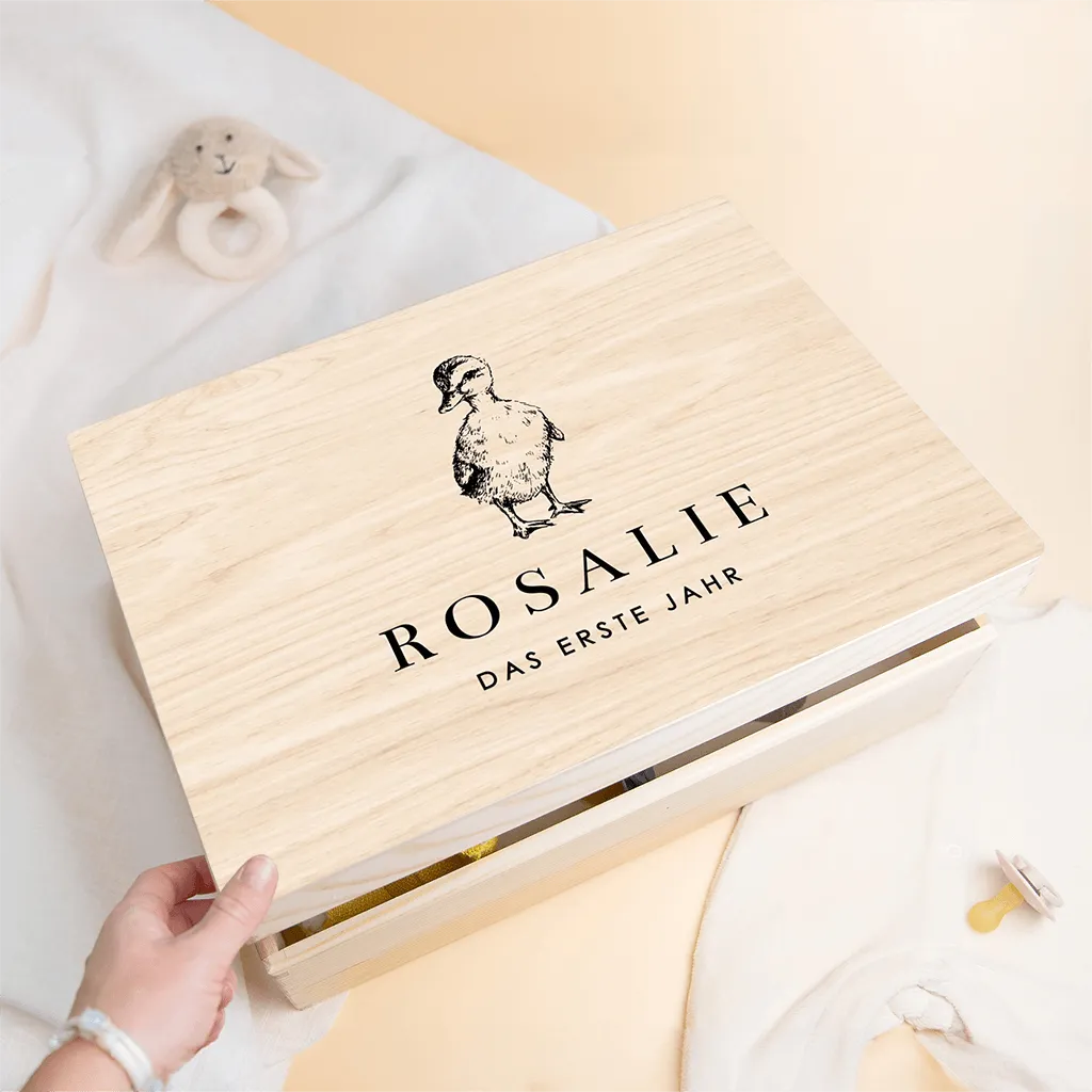 Einfache Memorybox mit Enten Motiv als Geschenk für Eltern