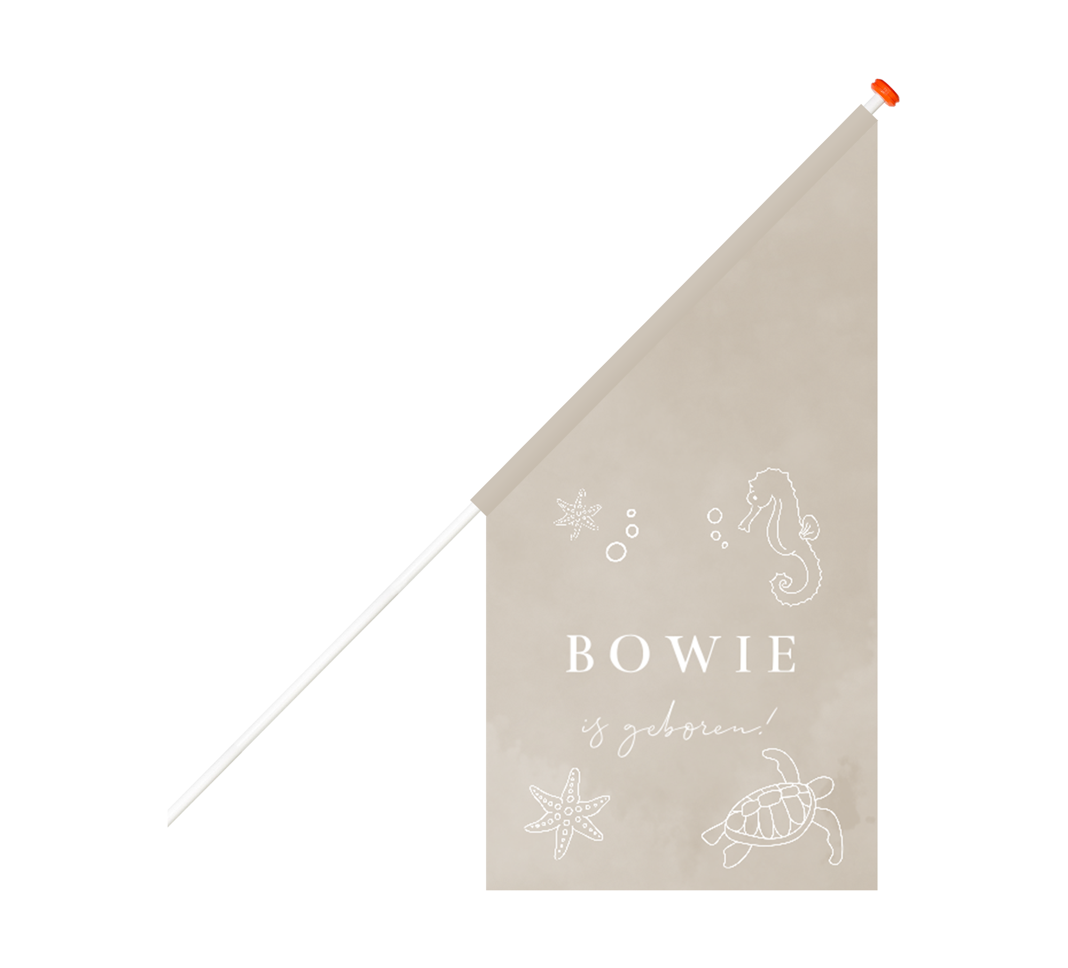 Beige velvet-look geboortevlag met onderwaterwereld