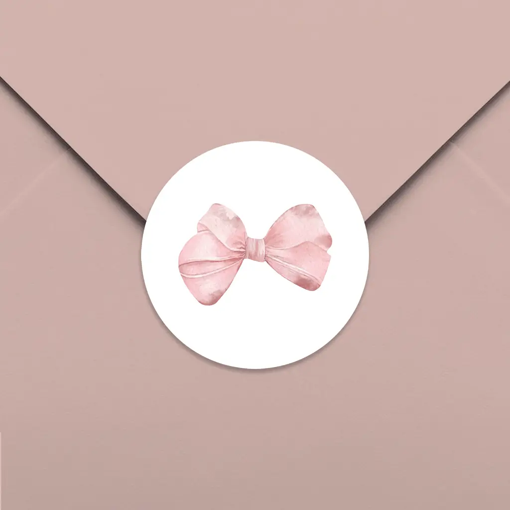 Sluitzegel wit met roze strik - per 25 stuks