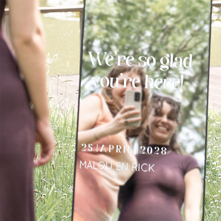 Spiegelsticker bruiloft met leuke quote