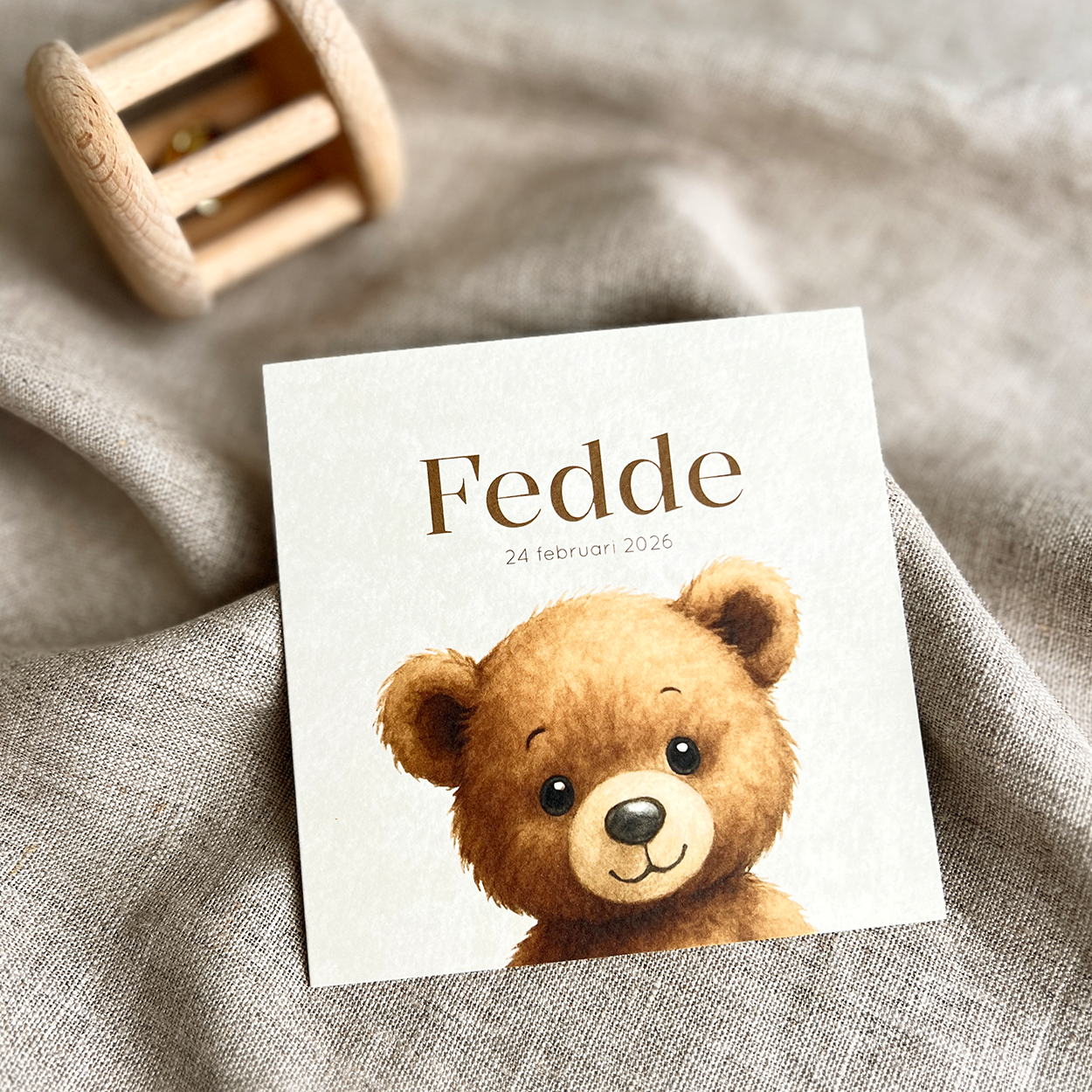 Geboortekaartje Jongen Velvetlook Teddybeertje
