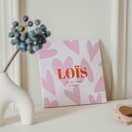 Tegeltje met hartjes patroon en naam