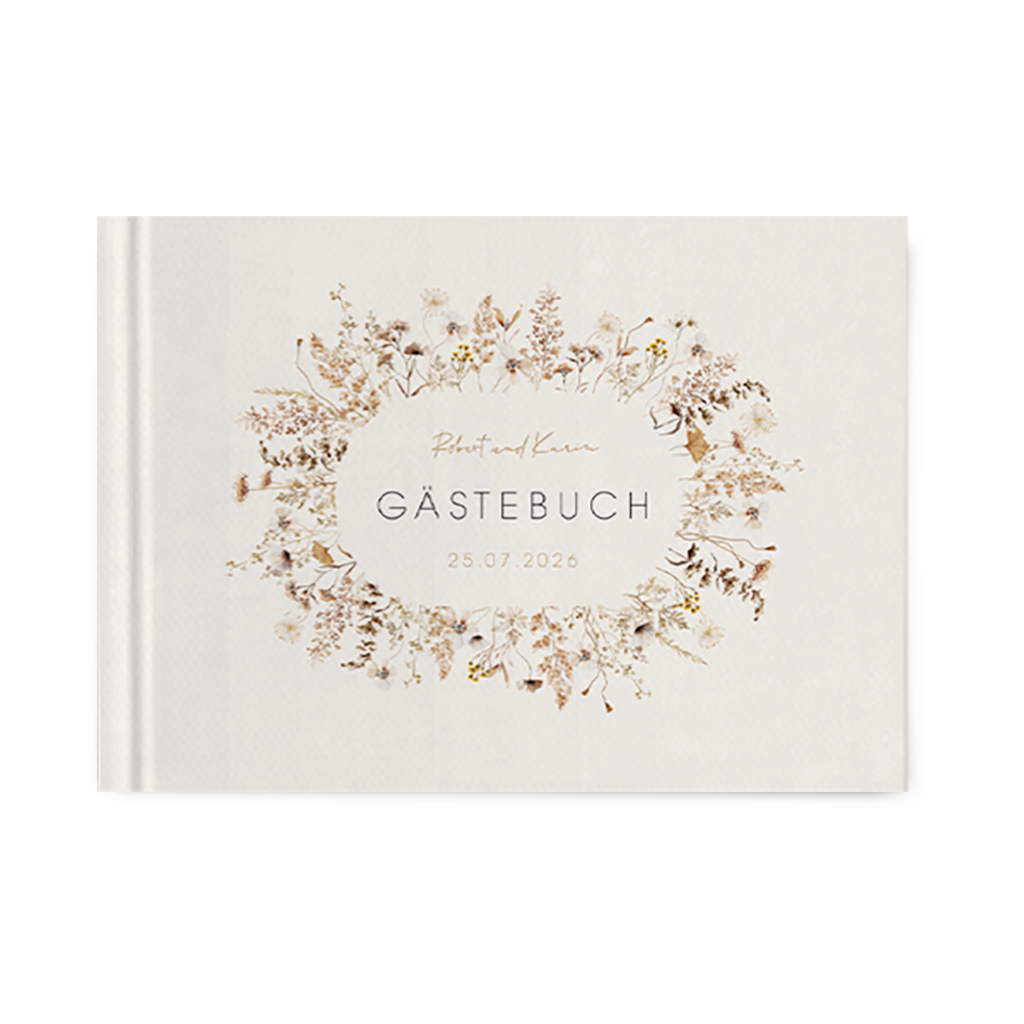 Vintage Gästebuch mit Feldblumen