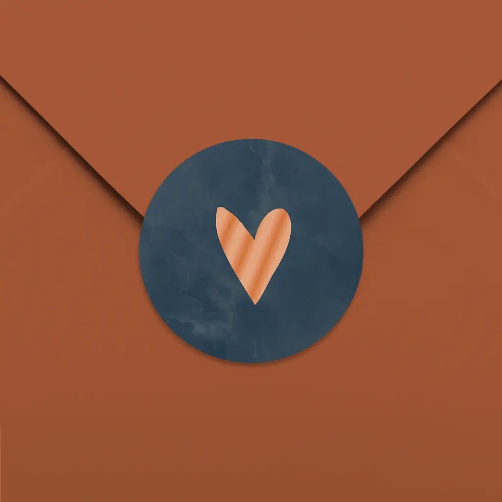 Donkerblauwe sluitsticker met hartje van hoogglans - per vel