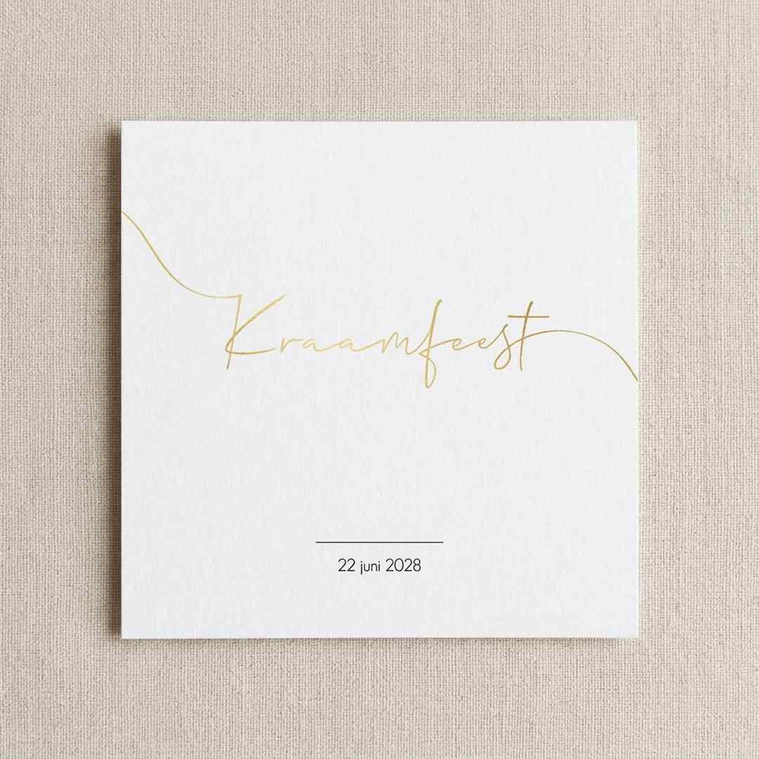 Kraamfeest kaartje vierkant goudfolie siersels