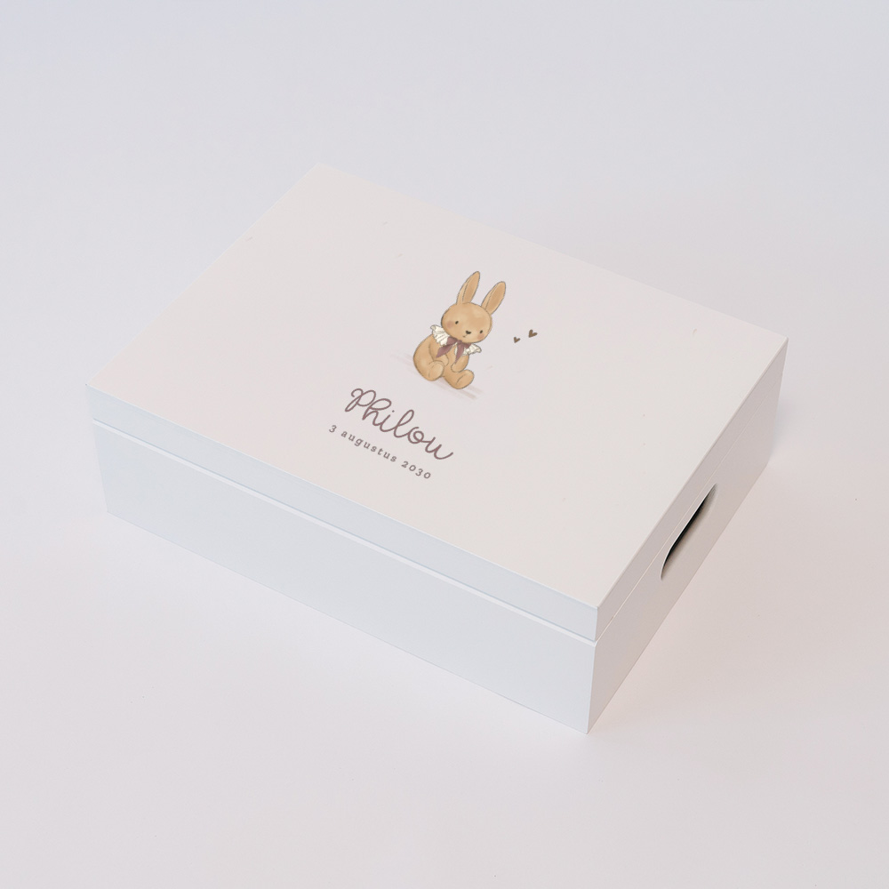 Memorybox met naam en konijntje