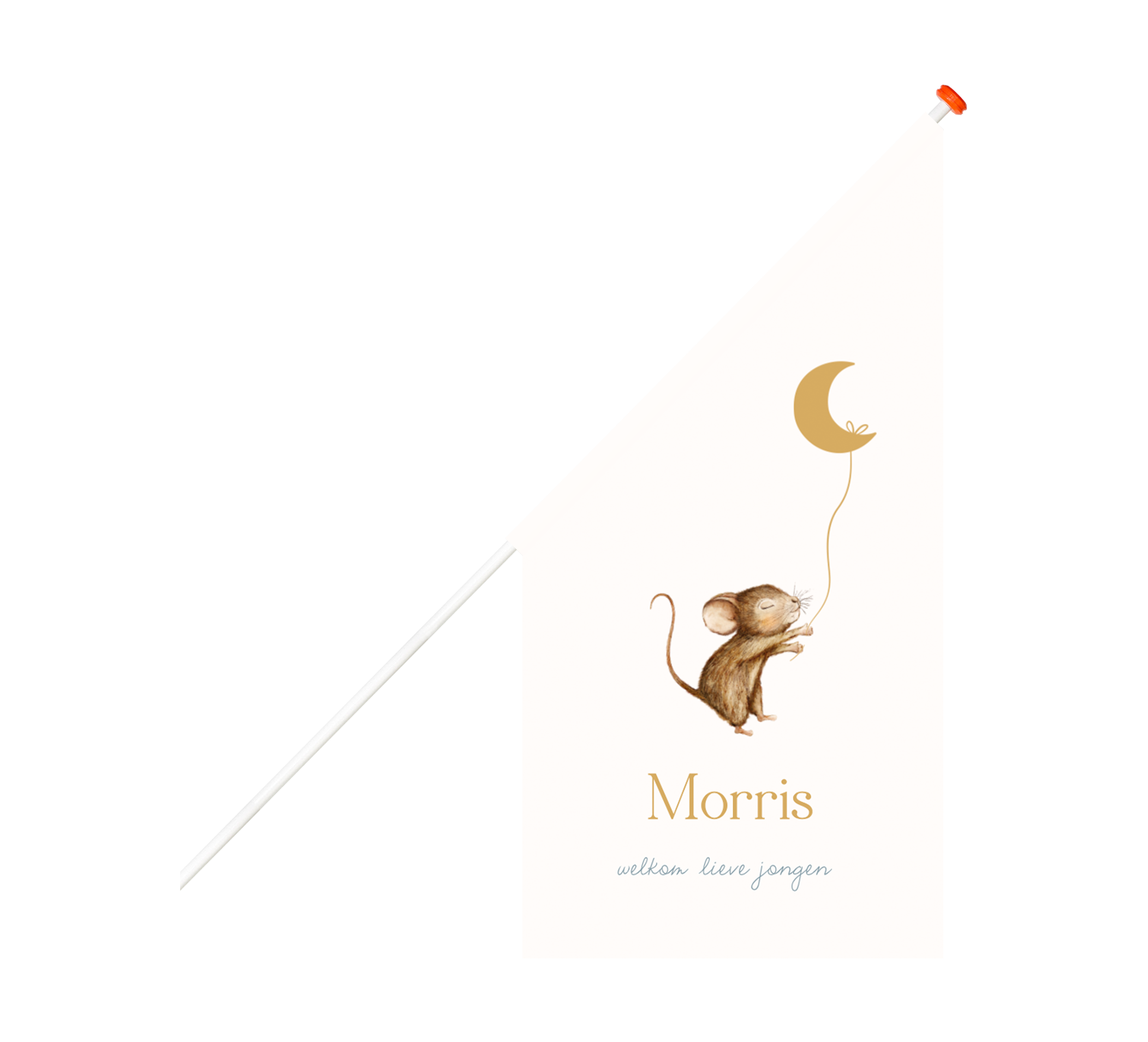 Geboortevlag met muisje en maantje