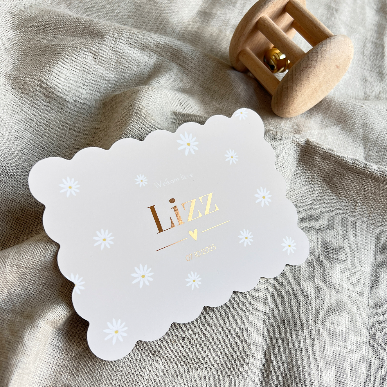 Geboortekaartje Meisje Koekvorm Madeliefjes