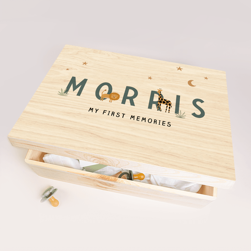 Memorybox met jungle dieren en sterrenhemel