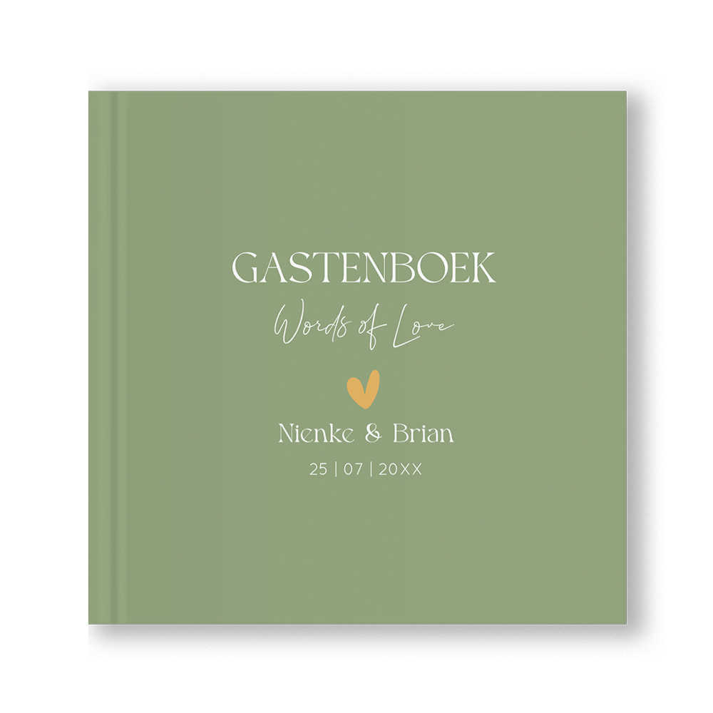 Gastenboek bruiloft groen typografie