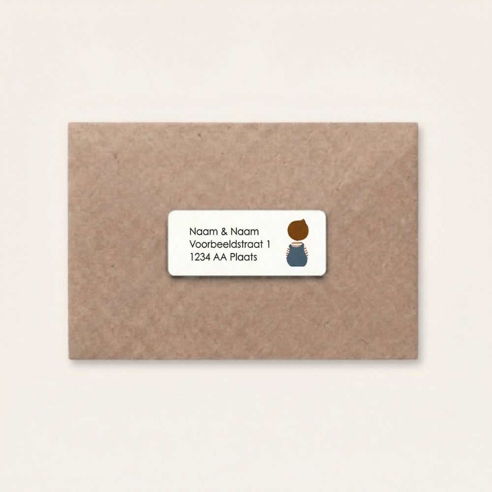 Adresstickers geboortekaartje illustratie jongetje
