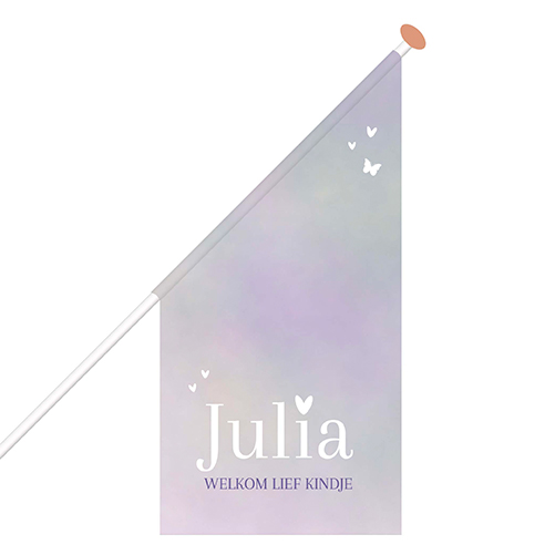 Geboortevlag meisje in paarse tinten babynaam