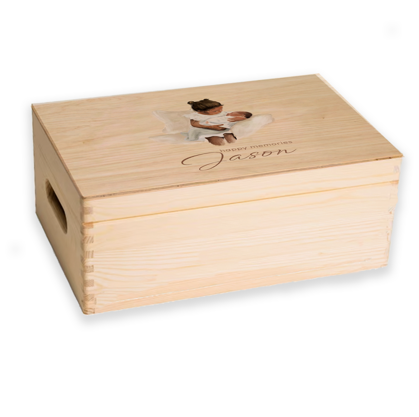 Memorybox broertje geschilderd olieverf zus baby uniek lief