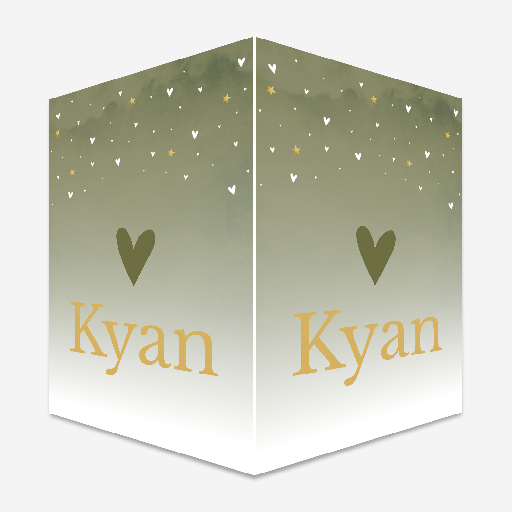 Raambord Gewolkt Groen Hartjes Sterretjes