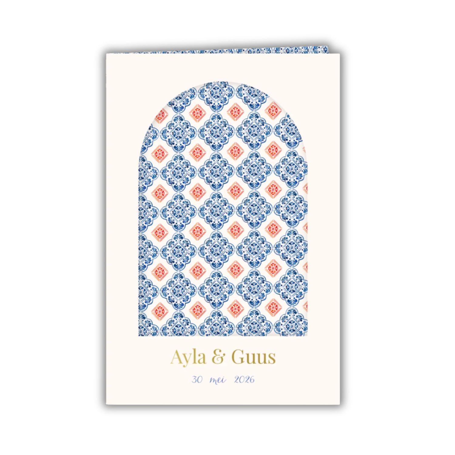 Trouwkaart doorkijkkaart halve boog tegelprint Ayla Guus