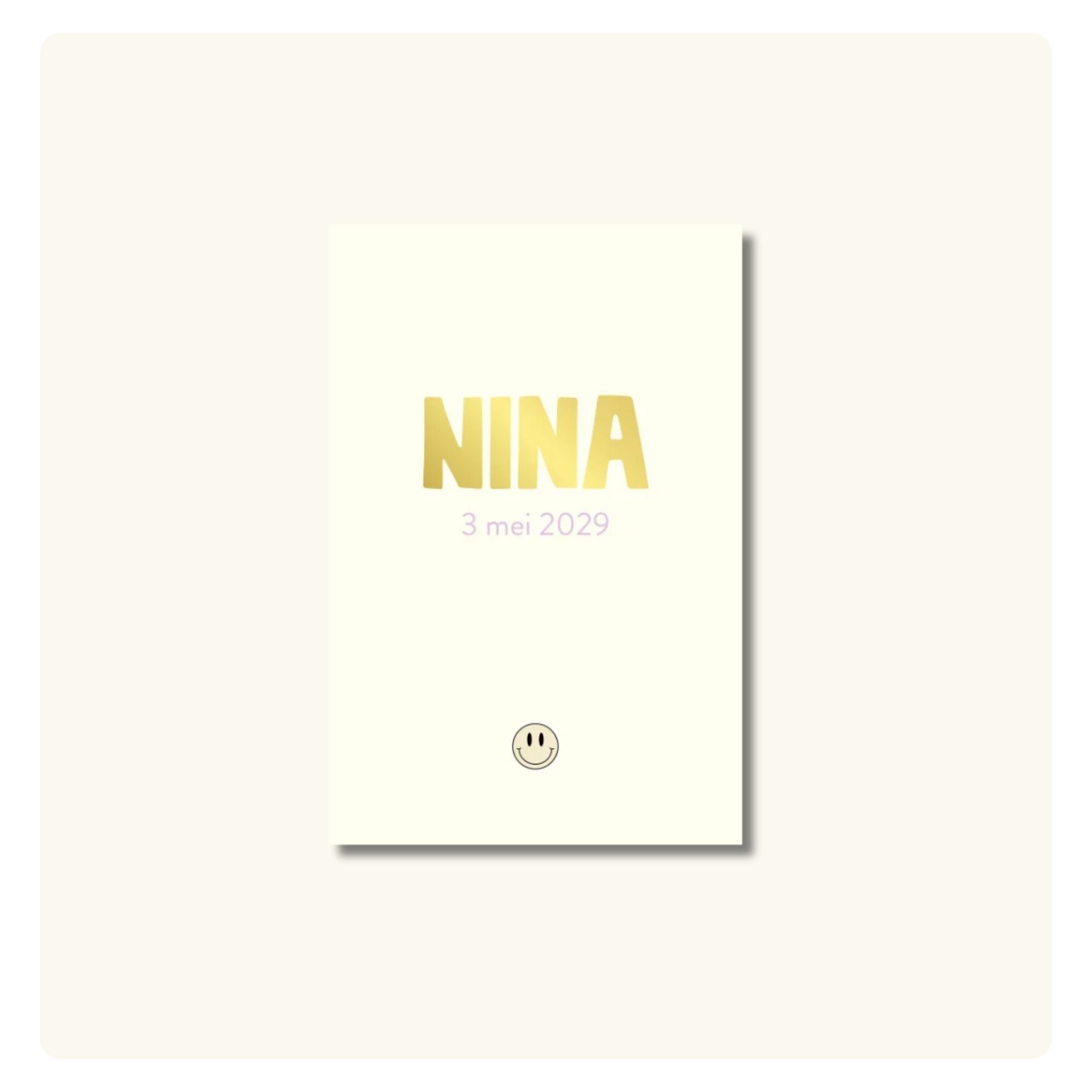 Geboortekaartje | Smiley & Gouden letters