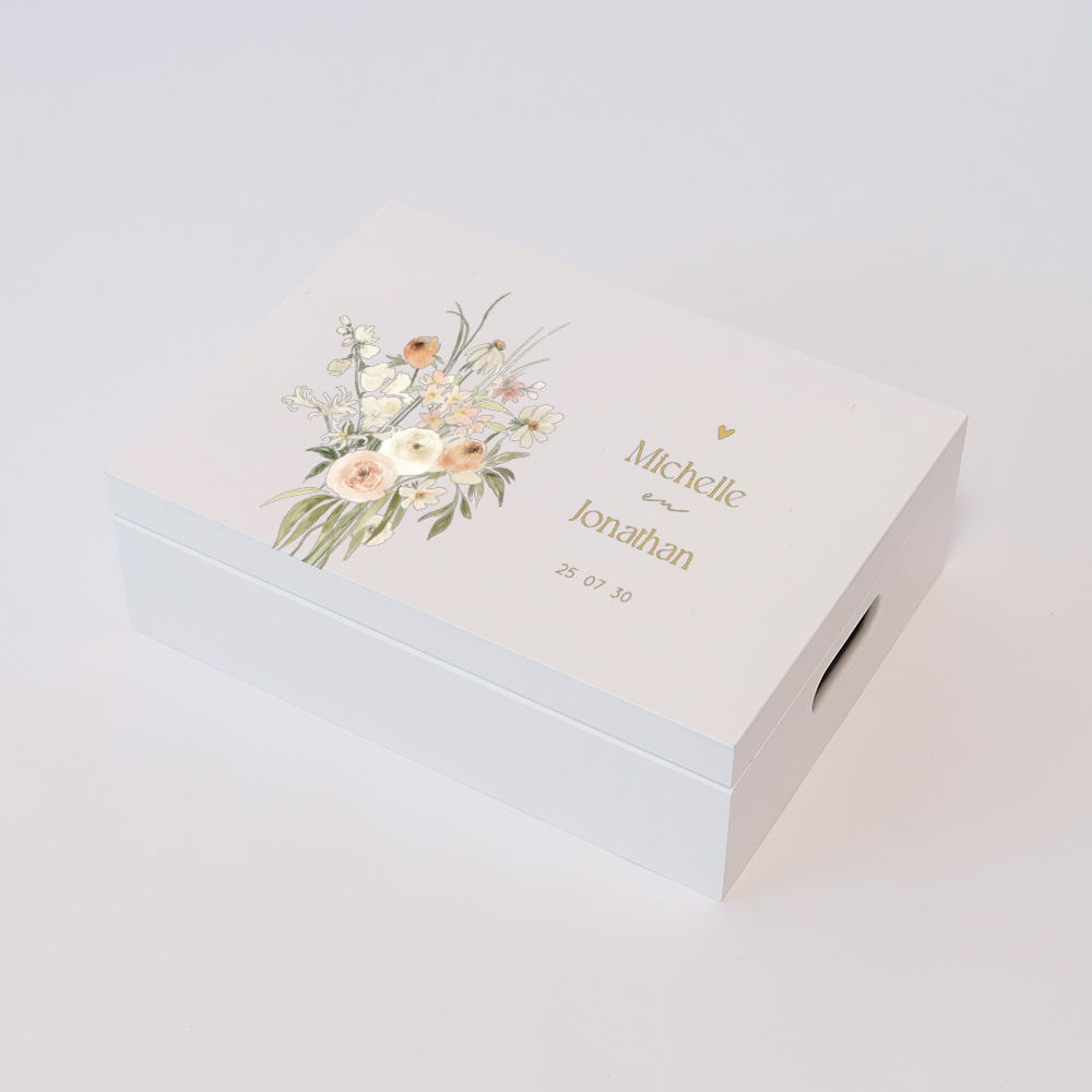 Memorybox huwelijk met bloemen