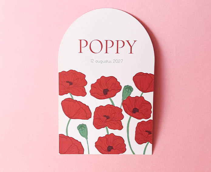 Geboortekaartje Klaproos halve boog Poppy