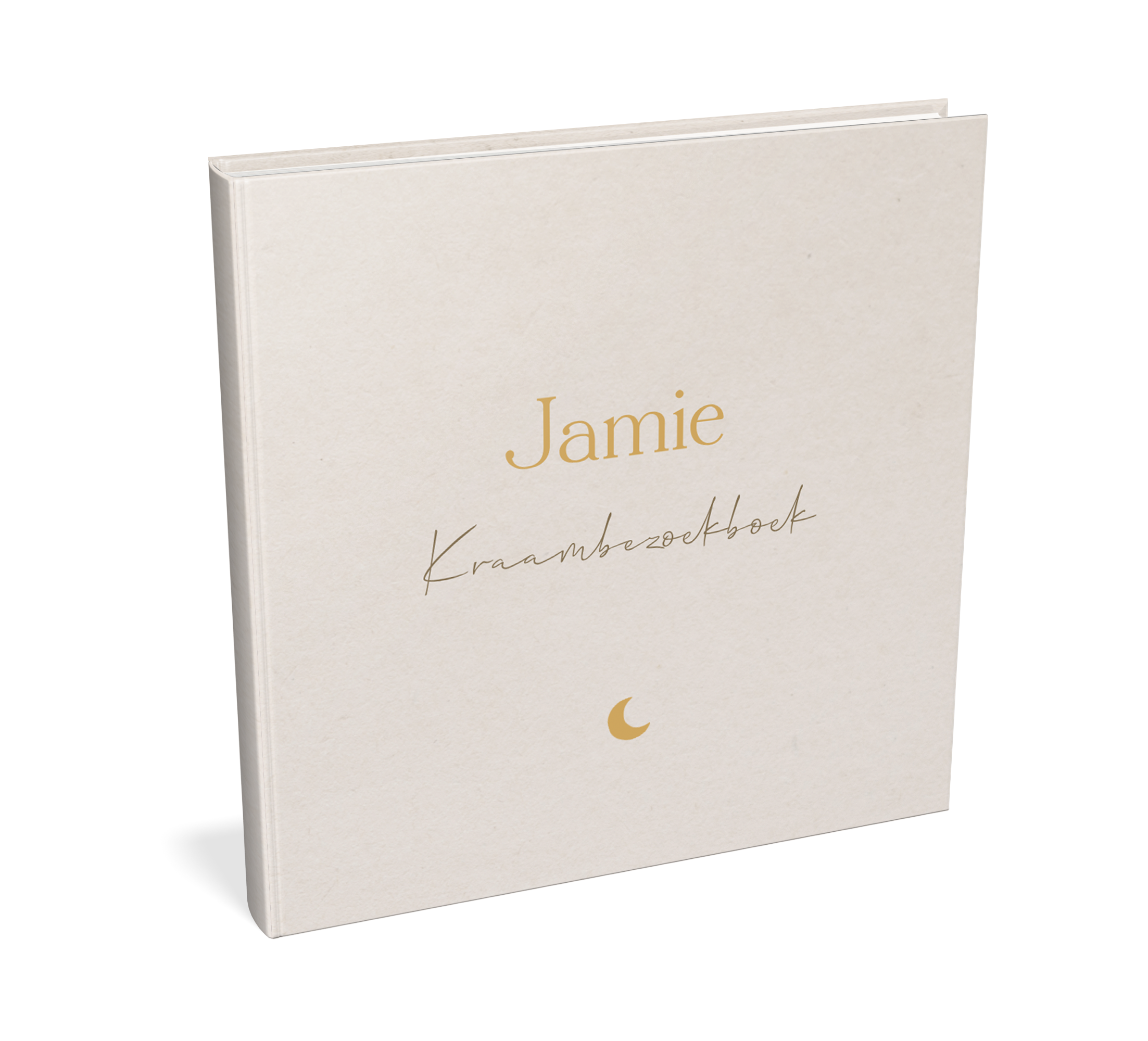 Kraambezoekboek beige met naam en maantje