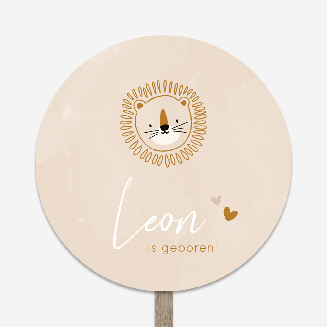 Tuinbord Rond Bruine Leeuwenkop Stoer