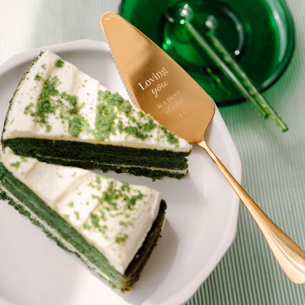 Gepersonaliseerde taartschep bruiloft in zilverkleur