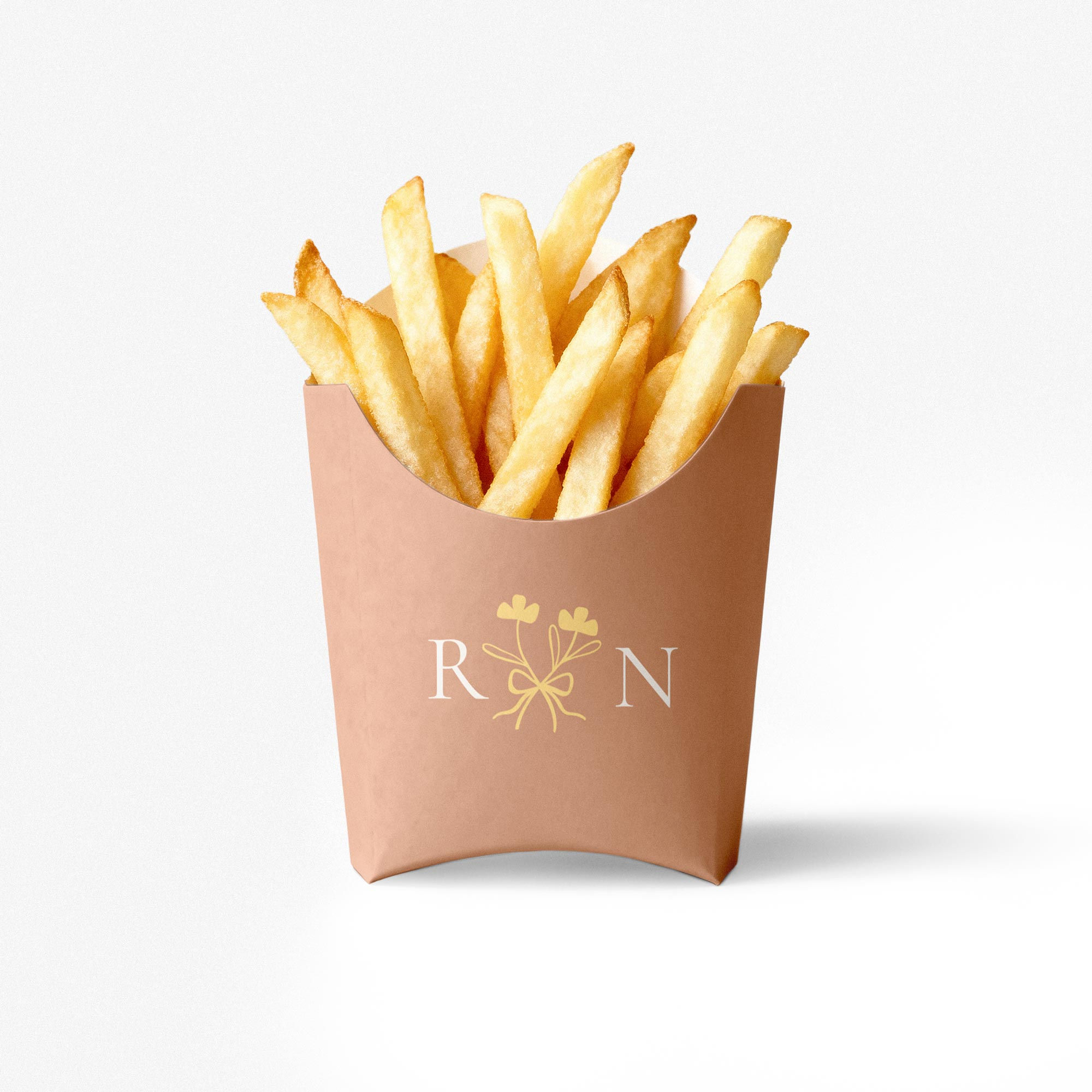 Roze frietbakje met initialen