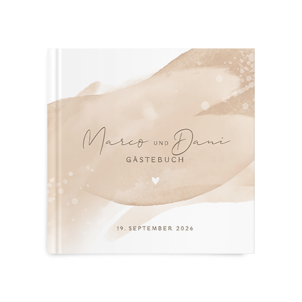 Quadratisches Gästebuch mit beige Aquarell