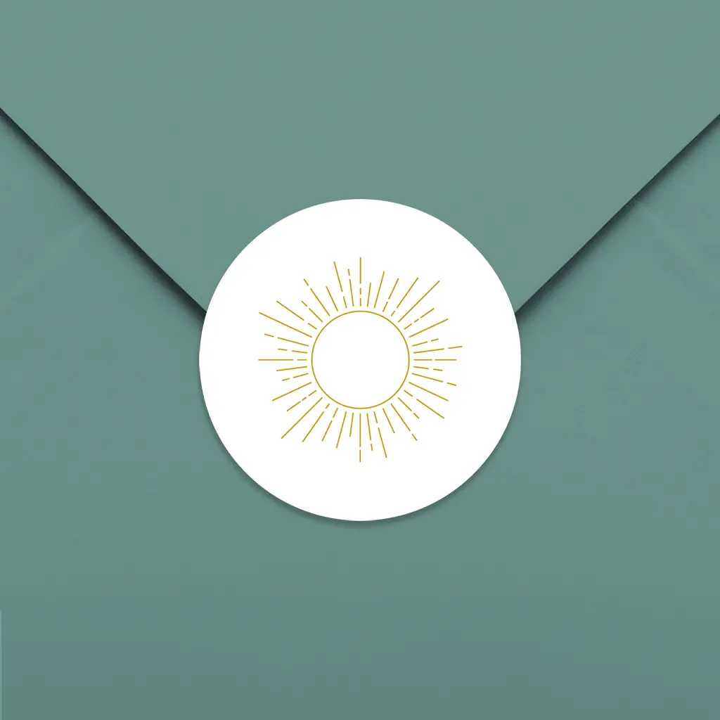 Sluitsticker met lijntekening zon - per 25 stuks